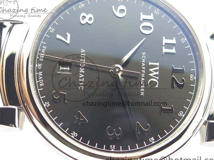 MIROTIME 0202 Tailored Da Vinci IW356601 SS MKF 1:1 Best Edition Black Dial On Black Leather Strap A 7231